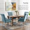 adochr Upholstered Fabric Accent Dining Chair, Elegant Tufted Club Dining Room Kitchen Room Arm Dining Chair, Light Blue view 3
