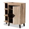Baxton Studio Wales Modern and Contemporary Rustic Oak Finished Wood 2-Door Shoe Storage Cabinet with Open Shelves view 1