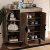 Baxton Studio Wales Modern and Contemporary Rustic Oak Finished Wood 2-Door Shoe Storage Cabinet with Open Shelves view 2