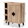 Baxton Studio Wales Modern and Contemporary Rustic Oak Finished Wood 2-Door Shoe Storage Cabinet with Open Shelves view 3