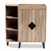 Baxton Studio Wales Modern and Contemporary Rustic Oak Finished Wood 2-Door Shoe Storage Cabinet with Open Shelves view 4