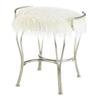 Accent Plus Silver Vanity Stool with White Faux Fur view 1