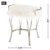 Accent Plus Silver Vanity Stool with White Faux Fur view 2