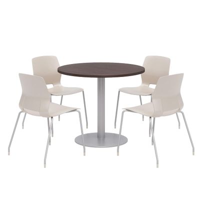 Olio Designs Lola Series Dining Set, Espresso Table, Moonbeam Chairs