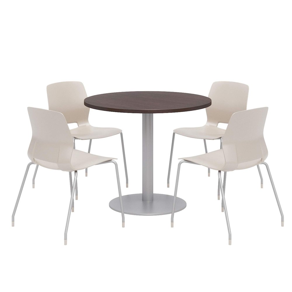 Olio Designs Lola Series Dining Set, Espresso Table, Moonbeam Chairs