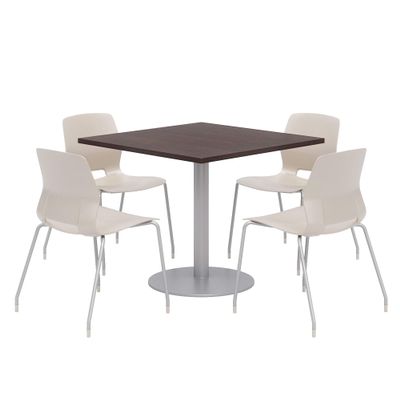 Olio Designs Lola Series Dining Set, Espresso Table, Moonbeam Chairs
