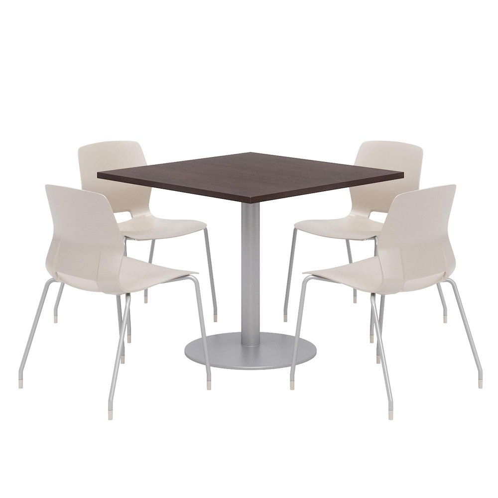 Olio Designs Lola Series Dining Set, Espresso Table, Moonbeam Chairs