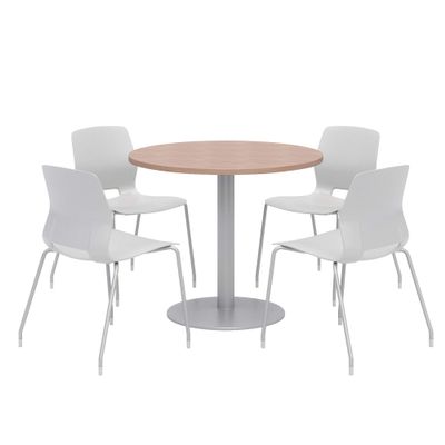 Olio Designs Lola Series Dining Set, River Cherry Table, Light Grey Chairs