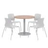 Olio Designs Lola Series Dining Set, River Cherry Table, Light Grey Chairs view 1