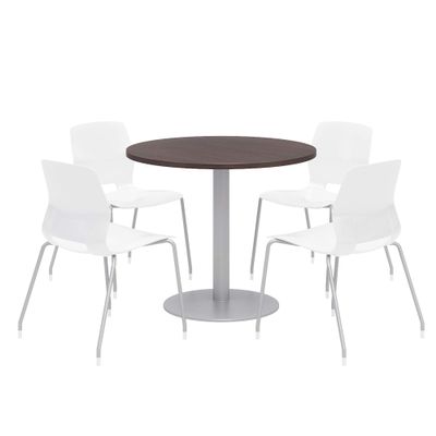 Olio Designs Lola Series Dining Set, Espresso Table, White Chairs
