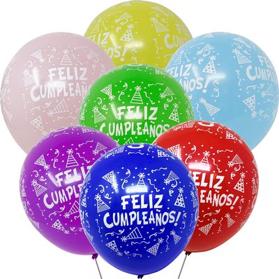 Allgala Latex Balloons for Parties | Helium Grade Bulk Balloon Pack | Ideal for Birthday Party Decorations, Baby Shower, Christmas Party | Colored Balloons for Events | 100ct 12" - Feliz Cumpleaos