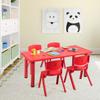Costzon 47 x 23.5 Inch Rectangular Kids Table, Children School Activity Table for Reading Drawing Dining Playing, Multifunctional Plastic Table w/Steel Pipe, Toddler Furniture for Boys & Girls (Red) view 2