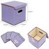 BeigeSwan Storage Bin [Set of 4] Linen Fabric Foldable Container with Lid, Collapsible Organizer Boxes Cubes  10 x 10 x 10 Inches (Purple) view 2