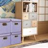 BeigeSwan Storage Bin [Set of 4] Linen Fabric Foldable Container with Lid, Collapsible Organizer Boxes Cubes  10 x 10 x 10 Inches (Purple) view 3