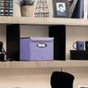 BeigeSwan Storage Bin [Set of 4] Linen Fabric Foldable Container with Lid, Collapsible Organizer Boxes Cubes  10 x 10 x 10 Inches (Purple) view 4