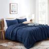ANNA.Z HOME Queen Quilt Set, Lightweight Bedding Set, Washed Soft Fabric, Navy, Boho Embroidered Coverlet, All-Season, Machine Washable, 3-Piece Set, 1 Quilt + 2 Shams (Navy, Queen Set) view 2