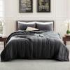 ANNA.Z HOME Queen Quilt Set, Lightweight Bedding Set, Washed Soft Fabric, Grey, Boho Embroidered Coverlet, All-Season, Machine Washable, 3-Piece Set, 1 Quilt + 2 Shams (Charcoal, Queen Set) view 1