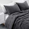 ANNA.Z HOME Queen Quilt Set, Lightweight Bedding Set, Washed Soft Fabric, Grey, Boho Embroidered Coverlet, All-Season, Machine Washable, 3-Piece Set, 1 Quilt + 2 Shams (Charcoal, Queen Set) view 3