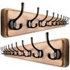 Dseap Wall Mounted Coat Rack: 38-1/4" Long, Patented, Heavy-Duty, 10-Double-Hooks Wooden Hanger Rail for Winter Coats, Hats, Jackets, Clothing - Natural & Black, Pack of 2 view 1