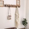 Dseap Wall Mounted Coat Rack: 38-1/4" Long, Patented, Heavy-Duty, 10-Double-Hooks Wooden Hanger Rail for Winter Coats, Hats, Jackets, Clothing - Natural & Black, Pack of 2 view 4