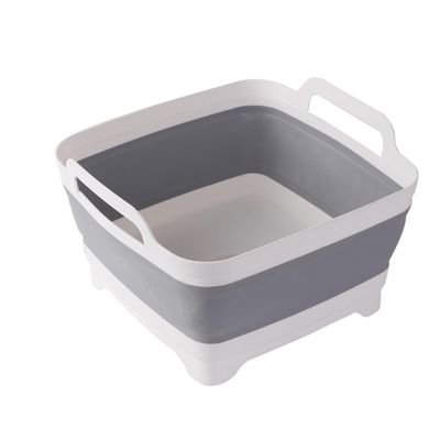 ddLUCK Collapsible Dish Basin with Drain Plug for 9L Large Capacity, Gray