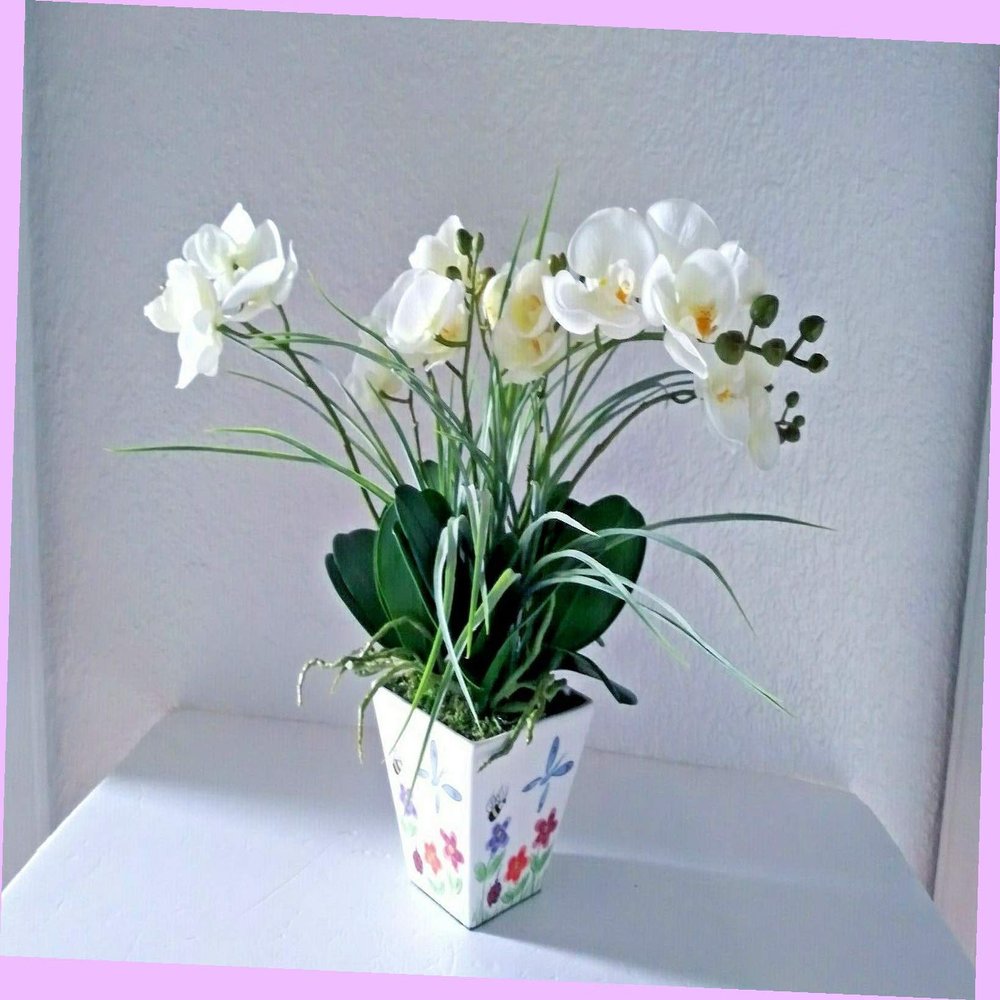 Artificial Phalaenopsis Orchid Table Centerpiece Silk Flower Arrangements Flowers Bouquet Realistic Flower Arrangements Craft Art Decor Plant for Party Home Wedding Decoration