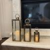 Allgala 3-PC Lantern Set 23 Inch Jumbo Deluxe Modern Indoor/Outdoor Candle Lantern Set Stainless Steel Frame Tempered Glass Rectangular Gold Color for Garden Poolside Fireplace Wedding view 4