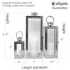Allgala 3-PC Lantern Set 23 Inch Jumbo Deluxe Modern Indoor/Outdoor Candle Lantern Set Stainless Steel Frame Tempered Glass Rectangular Silver Chrome Color for Garden Poolside Fireplace Wedding view 2