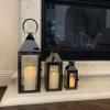 Allgala 3-PC Lantern Set 24 Inch Jumbo Deluxe Modern Indoor/Outdoor Candle Lantern Set Black Stainless Steel Frame Tempered Glass Pyramid Top for Garden Poolside Fireplace Wedding view 4