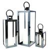 Allgala 3-PC Lantern Set 23 Inch Jumbo Deluxe Modern Indoor/Outdoor Candle Lantern Set Stainless Steel Frame Tempered Glass Rectangular Black for Garden Poolside Fireplace Wedding view 3