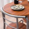 3 Piece Dining Set, Compact 2 Chairs and Table Set with Metal Frame and Shelf Storage Bistro Pub Breakfast Space Saving for Apartment and Kitchen (Brown) view 4