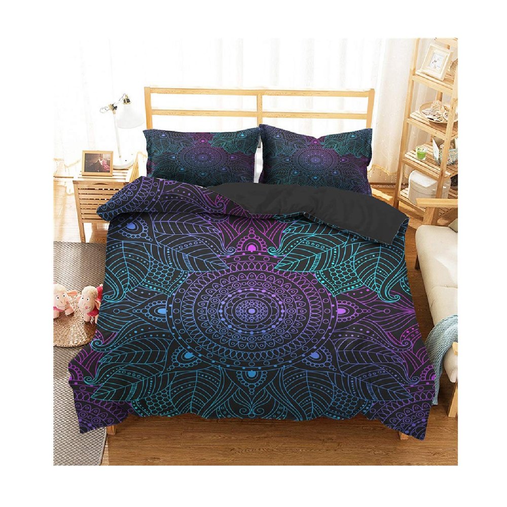Bedding Set 3D Printed King Duvet Cover Bohemian Mandala Home Textiles for Adults Bedclothes with Pillowcase Bed Sheet Queen Quilt Cover (US Queen)