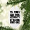 Designsify Christmas Tree Decoration, 114th Birthday 114 Years 1368 Months 41638 Days of Awesome, Oval Ornament, Gifts for Anniversary Valentines Mom Mothers Fathers Day Party, to Men Women Him view 2
