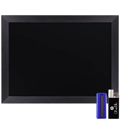 HBCY Creations 18" x 24" Rustic Black Solid Wood Frame Wall Chalkboard, Magnetic Surface, Home Dcor, Restaurant & Caf Menus, Blackboard, Includes Chalk, Eraser & Hanging Hardware