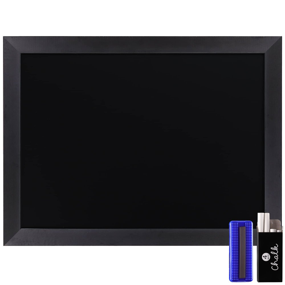 HBCY Creations 18" x 24" Rustic Black Solid Wood Frame Wall Chalkboard, Magnetic Surface, Home Dcor, Restaurant & Caf Menus, Blackboard, Includes Chalk, Eraser & Hanging Hardware