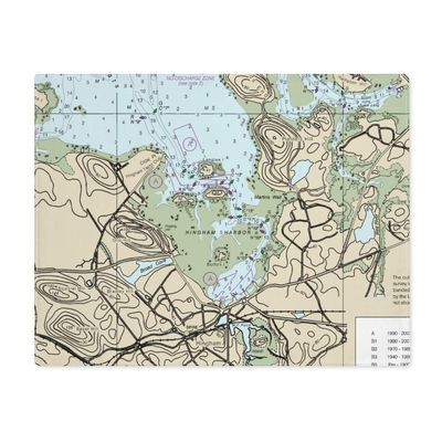 Hingham Harbor Nautical Chart Cotton Placemat Set - SET of 4, 18" x 14"