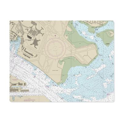 Logan International Airport Nautical Chart Cotton Placemat Set - SET of 4, 18" x 14"