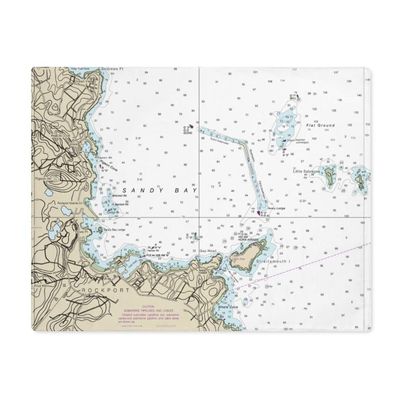 Sandy Bay Nautical Chart Cotton Placemat Set - SET of 4, 18" x 14"