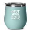 EzGift Sewing Machine Operator Wine Glass Sayings Best Ever Funny Coworker Gift Gag Insulated Tumbler With Lid Teal view 1