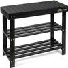 Homemaid Living Bamboo 3 Tier Shoe Rack Bench, Premium Shoe Organizer or Entryway Bench, Perfect for Shoe Cubby, Entry Bench, Bathroom Bench, Entryway Organizer, Hallway or Living Room(Black) view 1