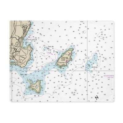 Thacher Island Nautical Chart Cotton Placemat Set - SET of 4, 18" x 14"