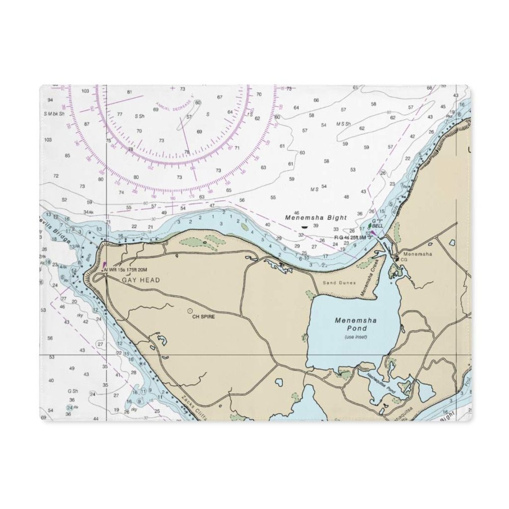 Gay Head Nautical Chart Cotton Placemat Set - SET of 4, 18" x 14"