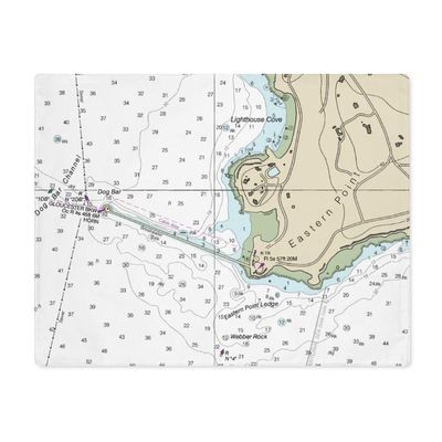 Eastern Point Nautical Chart Cotton Placemat Set - SET of 4, 18" x 14"