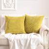 FY FIBER HOUSE Pack of 2 Comfy Corduroy Corn Granules Throw Pillow Covers Soft Decorative Square Cushion Pillowcase for Couch Sofa Bed 18 X 18 Inch, Gold Yellow view 1