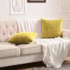 FY FIBER HOUSE Pack of 2 Comfy Corduroy Corn Granules Throw Pillow Covers Soft Decorative Square Cushion Pillowcase for Couch Sofa Bed 18 X 18 Inch, Gold Yellow view 2