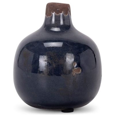 47th & Main Vintage Ceramic Vase Mini, Round Dark Grey