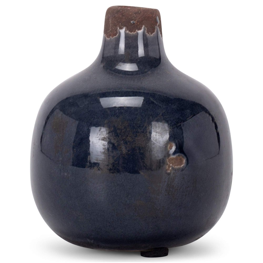 47th & Main Vintage Ceramic Vase Mini, Round Dark Grey