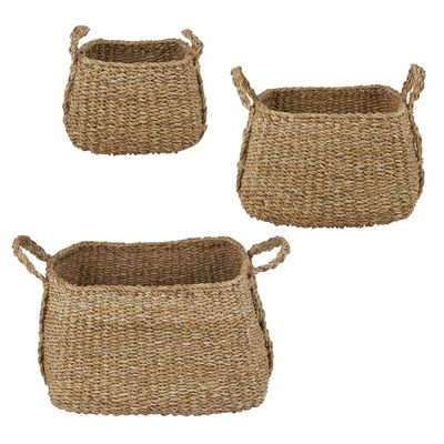 47th & Main Seagrass Basket Set of 3 Large, Medium, Small, Square Large