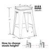 Alunaune 24" Metal Bar Stools Set of 4 Industrial Backless Counter Height Barstools Kitchen Patio Stool Stackable with Wooden Seat- White view 2