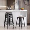Alunaune 26" Metal Bar Stools Set of 4 Stackable Counter Height Barstools Backless Industrial Kitchen Bar Chairs with Wooden Seat-Matte Black view 4